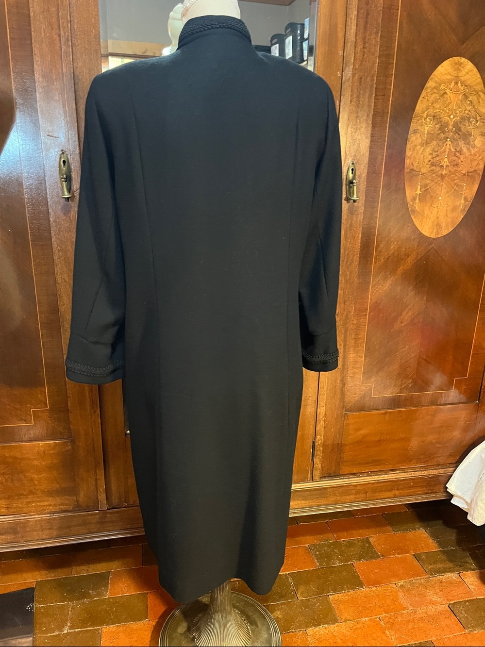 MEDIUM Size 10 Vintage mandarin collar coat dress button front 3381 - Picture 6 of 7